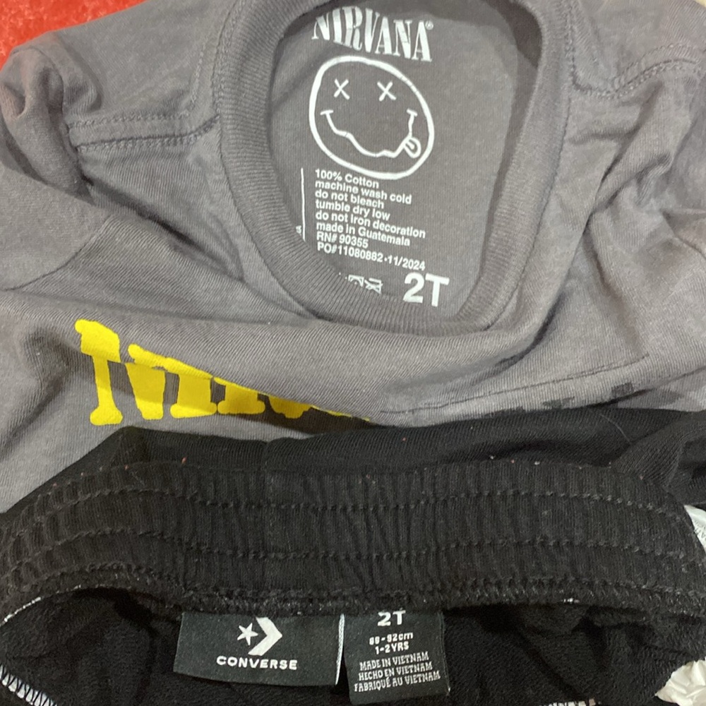 4/$10 Nirvana Graphic Tee and Converse Shorts Set 2T - Picture 2 of 2